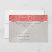 Quinceanera Coral Pink and Silver Filigree Swirls Invitation (Back)