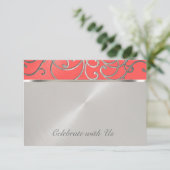 Quinceanera Coral Pink and Silver Filigree Swirls Invitation (Standing Front)