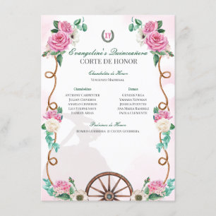 Quinceanera Corte de Honor Pink Rose Emerald Green Enclosure Card