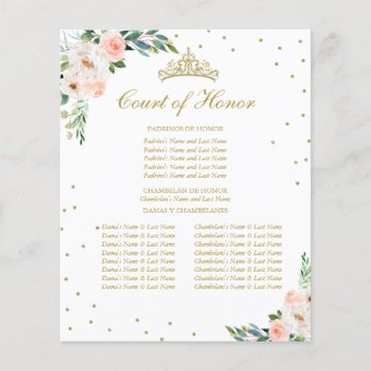 Quinceañera Court of Honor And Timeline Itinerary | Zazzle