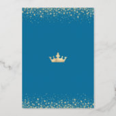 Quinceañera Crown Turquoise Watercolor Real Gold Foil Invitation (Back)
