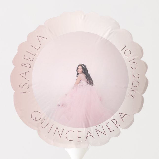 Quinceanera custom photo rose gold blush pink balloon (Back)
