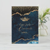 Quinceanera Dark Teal Agate Faux Gold Confetti Invitation (Standing Front)