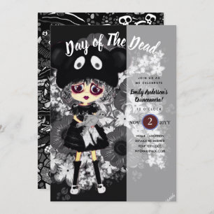 Quinceanera Day of The Dead GOTH Girl Sugar Skulls Invitation