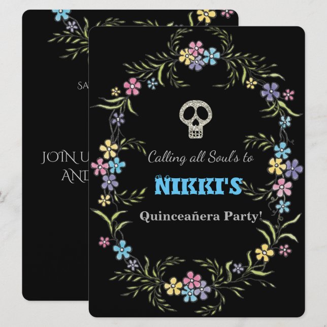 QUINCEANERA DAY OF THE DEAD INVITATION (Front/Back)