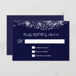 Quinceañera Deep Blue Starry Night Sky RSVP Card