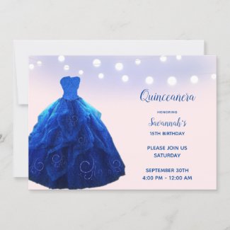 Quinceanera Denim Blue Blush String Lights