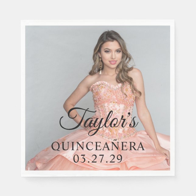 Quinceanera Dress Photo Napkins (Front)