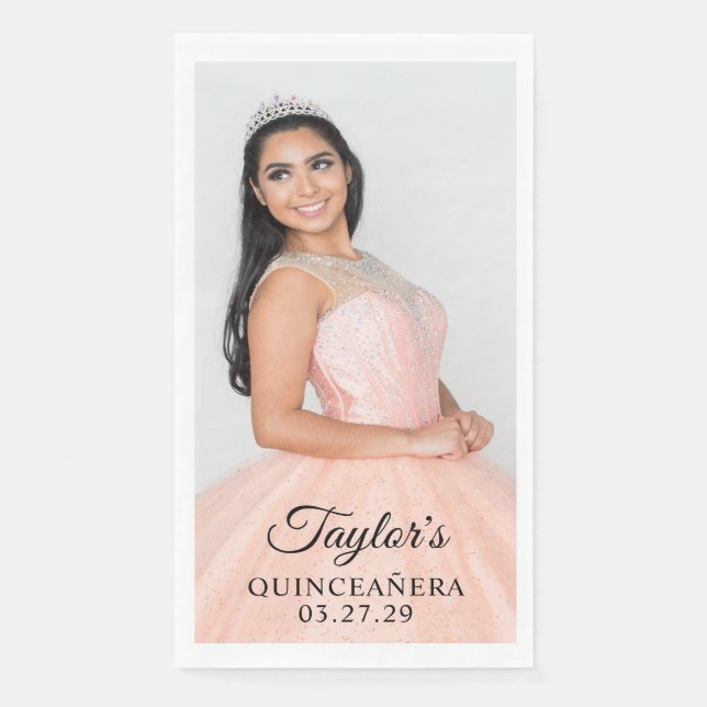 Quinceanera Dress Photo Paper Guest Towels (Front)