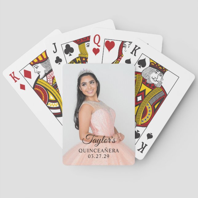 Quinceanera Dress Photo Poker Cards (Back)