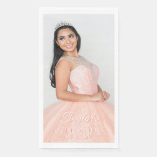 Quinceanera Dress Photo Two Color Font Paper Guest Towels