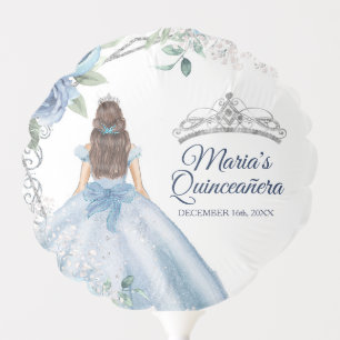 Quinceañera Dusty Blue Flowers Balloon Party