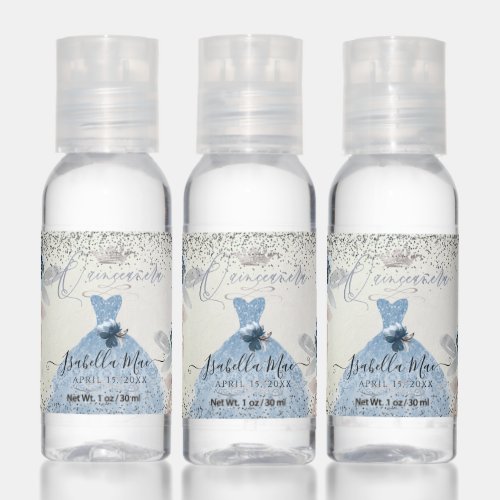 Quinceanera Dusty Blue Glitter GownRoses Hand Sanitizer