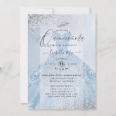 Quinceanera Dusty Blue+Silver Glitter Gown Invitation (Back)