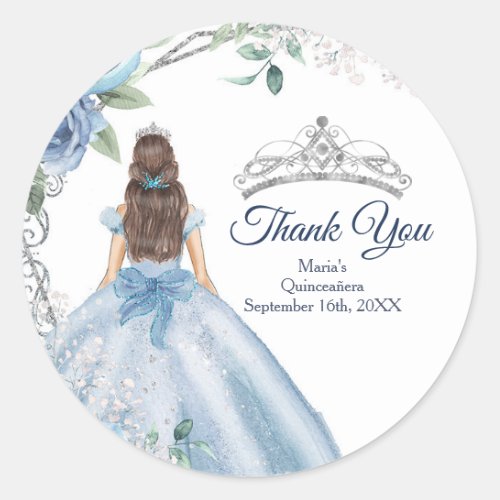 Quinceaera Dusty Blue Thank You for being here Classic Round Sticker