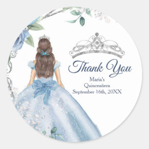 Quinceañera Dusty Blue Thank You for being here Classic Round Sticker
