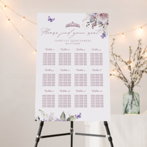 Quinceañera Dusty Purple Butterfly Seating Chart Foam Board