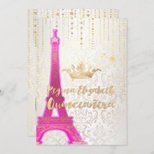 Quinceanera/Eiffel Tower/Parisian Princess/Purple Invitation