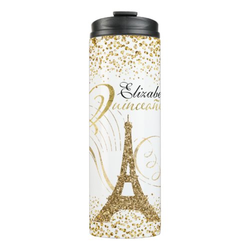 Quinceanera Eiffel Tower Personalized  Thermal Tumbler