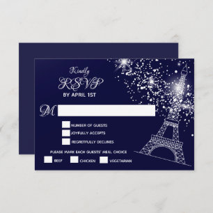 Quinceañera Eiffel Tower Starry Night Sky RSVP Card