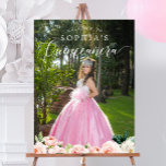 Quinceanera Elegant Floral Welcome Sign with Photo<br><div class="desc">Celebrate birthday girl with this festive quinceanera welcome sign! Easily edit the name and photo!

See the entire collection for more matching items!</div>