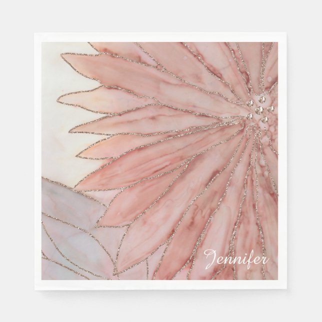 Quinceanera Elegant Pink 15th Birthday Party Napkins (Front)