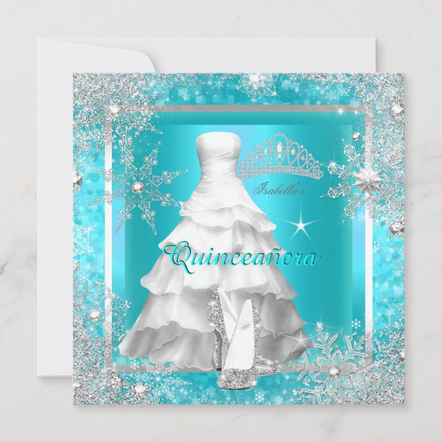 Quinceanera Elite Elegant Teal Birthday Party 2 Invitation (Front)