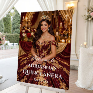 Quinceañera Emerald Gold Burgundy Roses Princess Foam Board