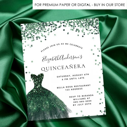 Quinceanera emerald green dress budget invitation