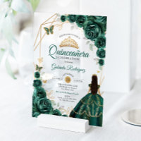 Quinceanera Emerald Green Dress Gold