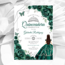 Quinceanera Emerald Green Dress Silver