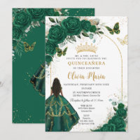 Quinceañera Emerald Green Floral Brown Princess