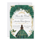 Quinceañera Emerald Green Floral Gold Princess