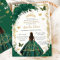 Quinceañera Emerald Green Floral Princess Gold