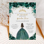 Quinceañera Emerald Green Floral Tiara Princess Invitation