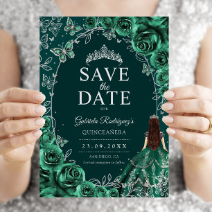 Quinceanera Emerald Green Silver Save The Date