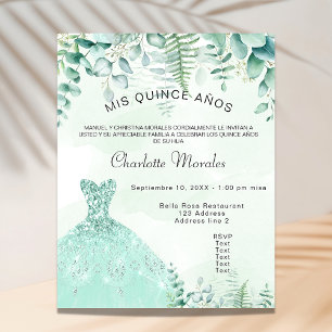 Quinceanera enchanted forest dress invitation