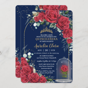 DIY Rose Gold Quinceanera Scroll Invitations | Zazzle