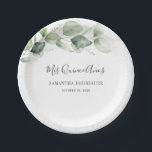 Quinceanera Eucalyptus Granddaughter 15th Birthday Paper Plates<br><div class="desc">TIP: Matching items available in this collection. Our botanical eucalyptus birthday collection features watercolor foliage and modern typography in dark gray text. Use the "Customize it" button to further re-arrange and format the style and placement of text. Could easily be repurpose for other special events like anniversaries, baby shower, birthday...</div>
