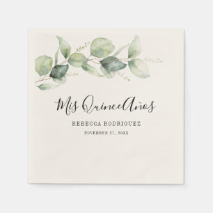 Quinceanera Eucalyptus Greenery 15th Birthday Napkins