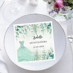 Quinceanera eucalyptus greenry woodland napkins