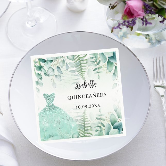 Quinceanera eucalyptus greenry woodland napkins (Creator Uploaded)