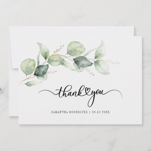 Quinceanera Eucalyptus Hand_Lettered Thank You Invitation