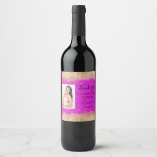 Quinceañera Event Wine Favor Label Personalized
