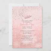 Quinceanera/Faux Rose Gold Confetti+Snow Bokeh Invitation (Back)