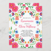 Quinceanera Fiesta Floral Mexican Pink Birthday Invitation (Front/Back)