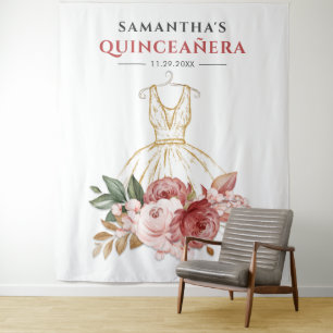 Quinceanera Floral 15th Birthday Back Drop
