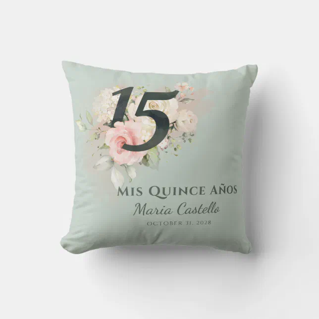 Quinceanera Floral 15th Birthday Mis Quince Anos Throw Pillow | Zazzle