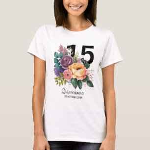 Quinceanera Floral 15th Birthday T-Shirt