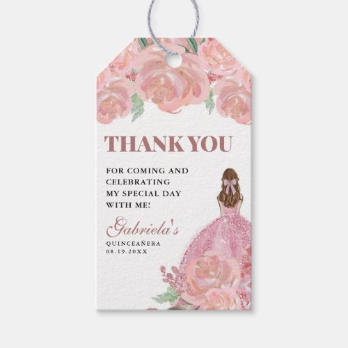 Quinceanera Floral Blush Pink Mis Quince Anos Gift Tags